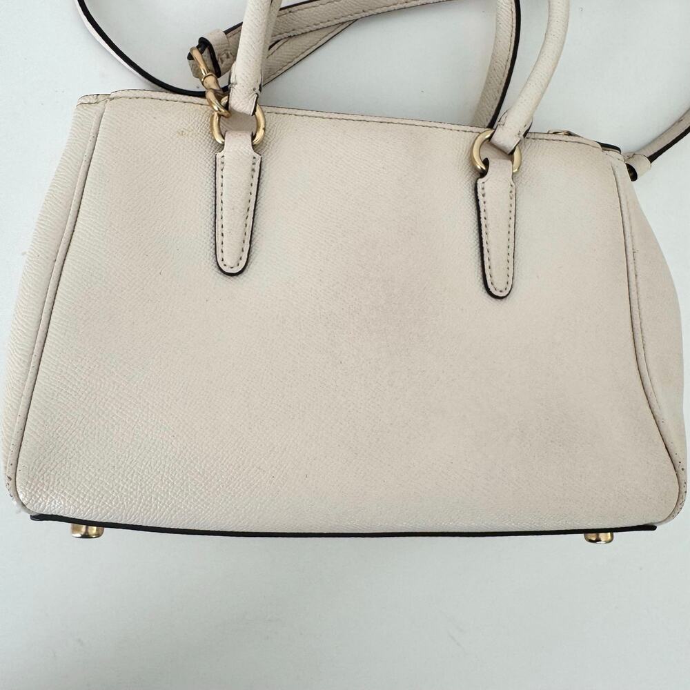 Coach Mini Surrey Carryall Crossgrain Leather Floral Applique Crossbody Chalk - Picture 7 of 16